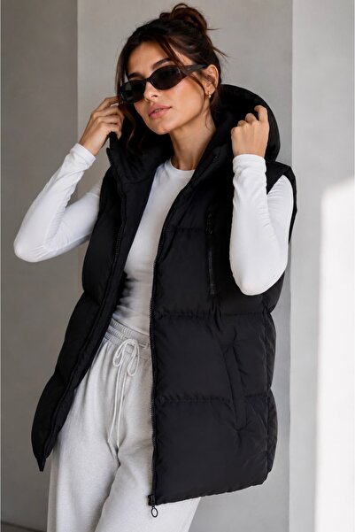 bb butik basic Oversize Hooded Puffer Vest St3410