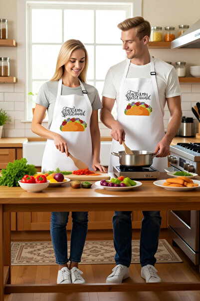 PayBuy Women's Unisex Chef Apron Taco Printed Kitchen Work Comfortable Cut Ne...