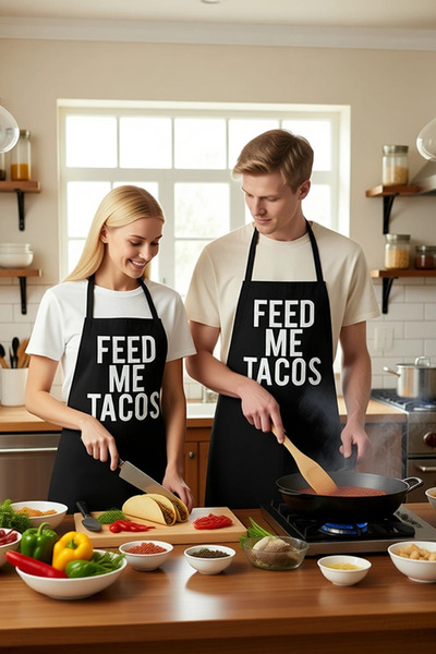 PayBuy Unisex Kitchen Apron with Taco Printed Text, Comfortable Cut, Daily Co...