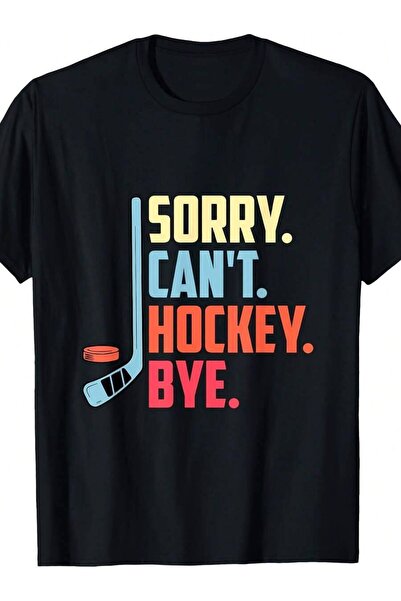 21JNRY 1pc Men' Funny Ice T-Shirt Humorous Hockey Puck & Sticks, Casual Round...