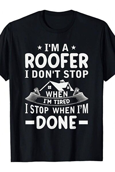 21JNRY 1pc Funny Roofer T-Shirt Men - Humorous Worker With Tools & Graphics, ...