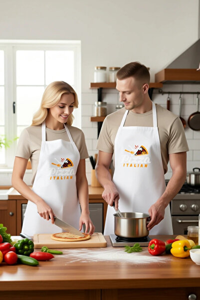 PayBuy Unisex Kitchen Apron Italian Pizza Printed Relaxed Cut Neck Strap Pock...