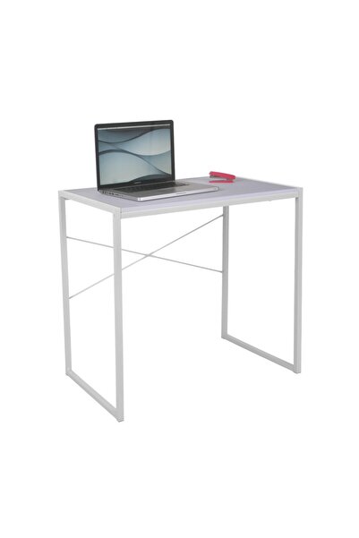 GRÜNBERG Birou minimalist, multifuntional, motare usoara, MDF+otel, alb, 78x4...
