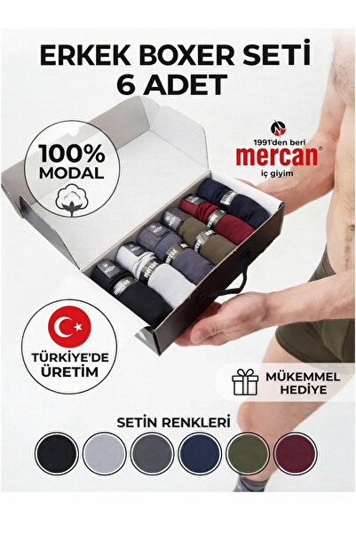 Mercan Men's Modal Boxer 6-Piece Set in Box