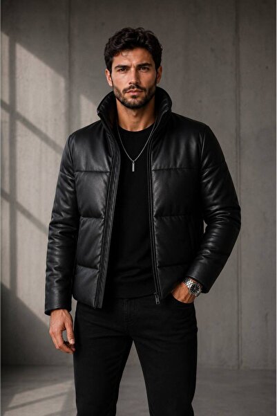 S&M CLOTHİNG NEW SEASON MEN'S Puffable Leather Coat