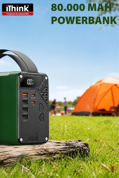 iThink Original Accessories 80.000 mAh POWERBANK HIZLI ŞARJ TAŞINABİLİR TYPE-C KAMP TİPİ LED IŞIKLI ŞARJ İSTASYONU A49Q