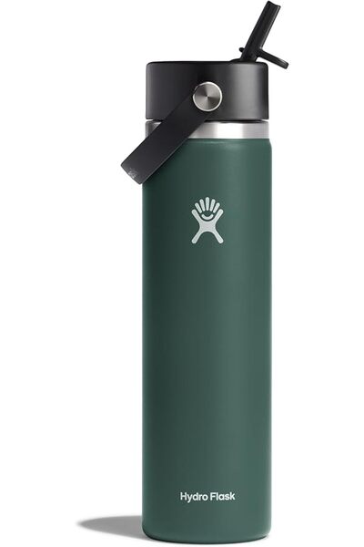 Hydro Flask زجاجة مياه معزولة من الفولاذ المقاوم للصدأ مع غطاء بماصة مرنة وفو...