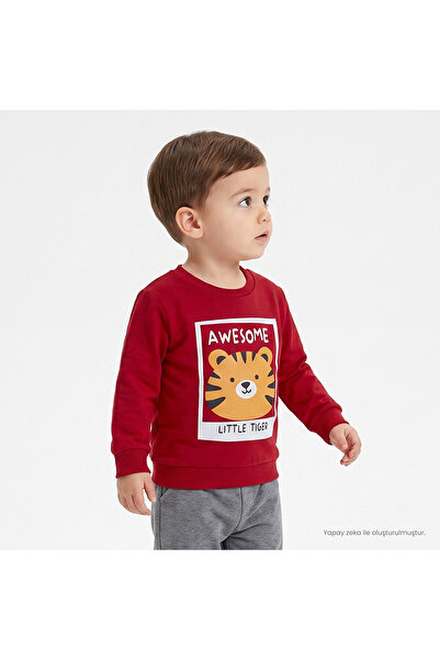 ebebek Hello Baby HelloBaby Erkek Bebek Sweatshirt Kaplan Baskılı Bisiklet Ya...