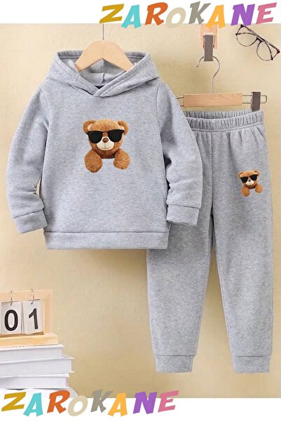 ZAROKANE Bear with Glasses Printed Winter Children's Hooded Cotton Inside-Out...