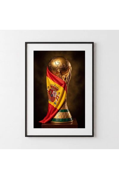 ALAYRA International Spain World Cup Trophy Flag A4 Football Wall Art Canvas ...