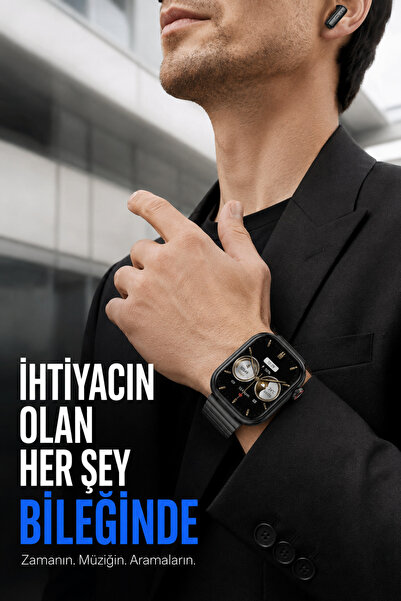 beemen Haino Teko Germany ST-10 Watch Buds 2.02 İnç AMOLED Kulaklıklı Akıllı Saat 3 Kordon