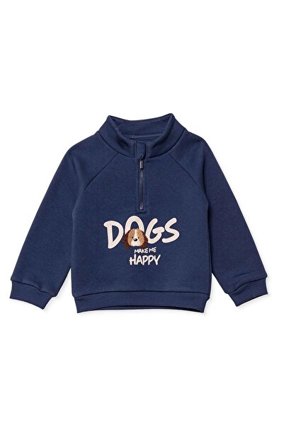 ebebek Hello Baby HelloBaby Erkek Bebek Sweatshirt Yazı Baskılı Fermuarlı Dik...