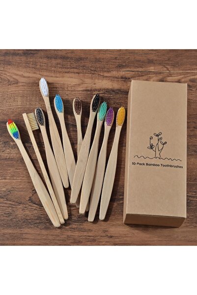 Choice4 10 Piece Color Mix 10Pcs Bamboo Toothbrush Eco Friendly Wooden Tooth ...