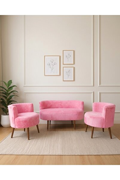 Azra Mobilya Sydney 2+1+1 Welsoft Tüylü Yumuşak Kumaş Balkon Çay Seti Koltuk ...