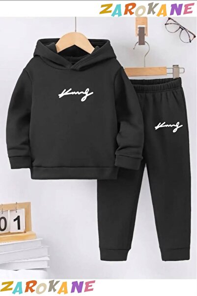 ZAROKANE Elyazili King Printed Winter Children's Hooded Cotton Insulated Trac...