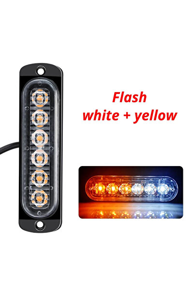 Choice9 مصباح تحذير LED وامض أبيض وأصفر، 1X، للشاحنات، 12-24 فولت، مصباح وامض...