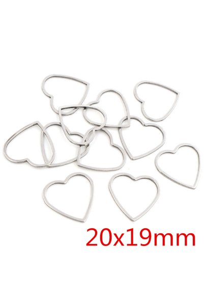 Choice AE5-12 20pcs Heart Charm Gold Stainless Steel Pendant Open Bezels Holl...