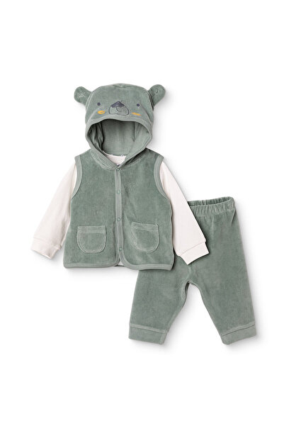 ebebek Hello Baby HelloBaby Erkek Bebek Sweatshirt-Yelek-Alt Ayı Baskılı Çıtç...