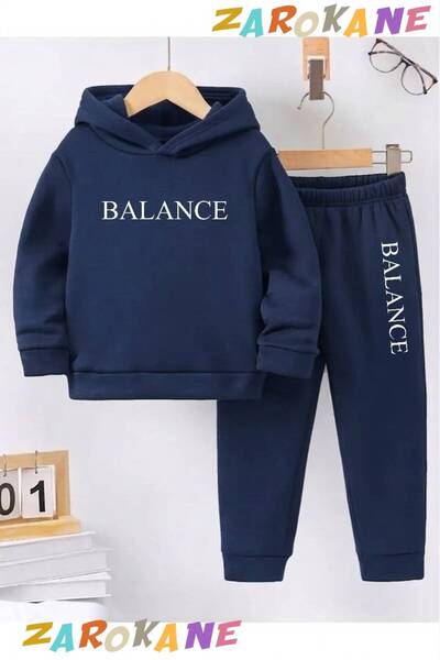ZAROKANE Balance Sedate Text Printed Winter Children's Hooded Top and Bottom ...