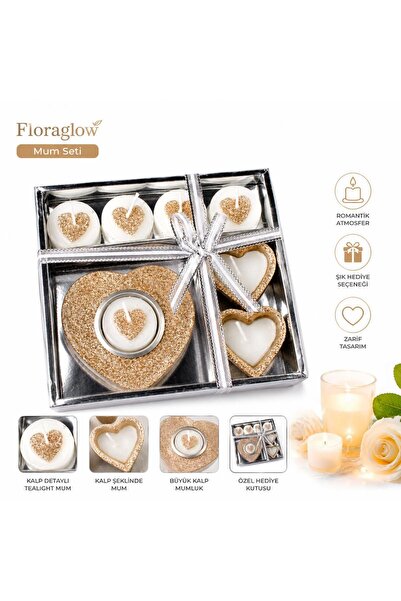 Floraglow Dekoratif Mum Seti 7 Parça – Sevgililer Günü, Doğum Günü ve Özel Günler