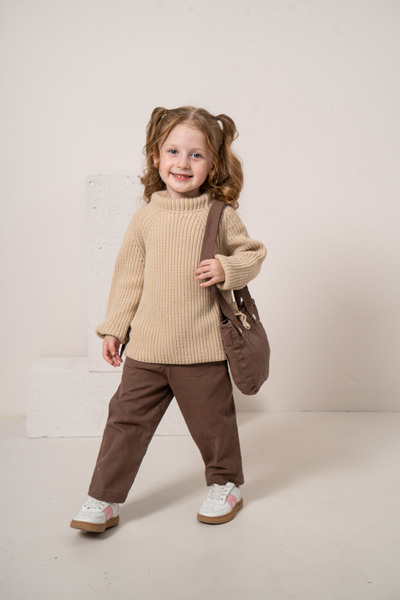 JNF kids Baby Girl & Child Turtleneck Sweater, Bag and Pants 3-Piece Set