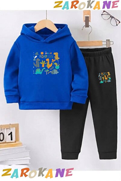 ZAROKANE Dinosaurs Printed Winter Children's Hooded Cotton Insulated Tracksui...