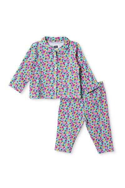 ebebek Hello Baby HelloBaby Kız Bebek Pijama Takımı Çiçek Baskılı Düğmeli Göm...