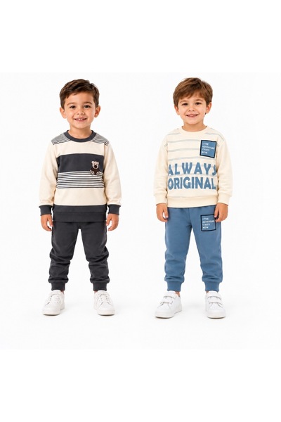 Milanlı Kids Boy's Seasonal 2-Piece Top and Bottom Set Cotton