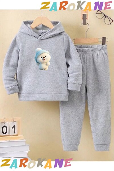 ZAROKANE Pofuduk Bear Printed Winter Children's Hooded Cotton Insulated Track...