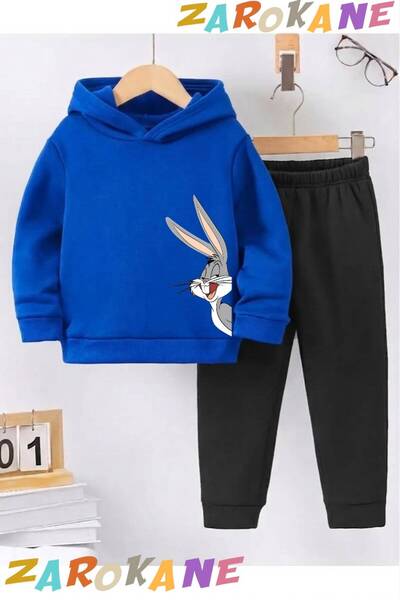 ZAROKANE Yandan Rabbit Printed Winter Children's Hooded Cotton Insulated Trac...