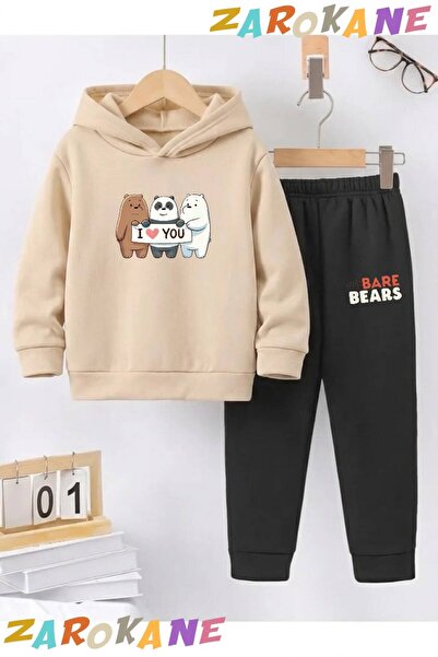 ZAROKANE I Love You Kafadarlar Printed Winter Children's Hooded Top and Botto...