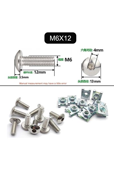 Choice M6X12 10 Set Plastic Cover Silver Metal Screw Bolt and U Type Clips wi...