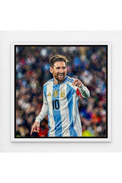 ALAYRA International Lionel Messi Soccer Wall Art A4 Canvas Print with White ...