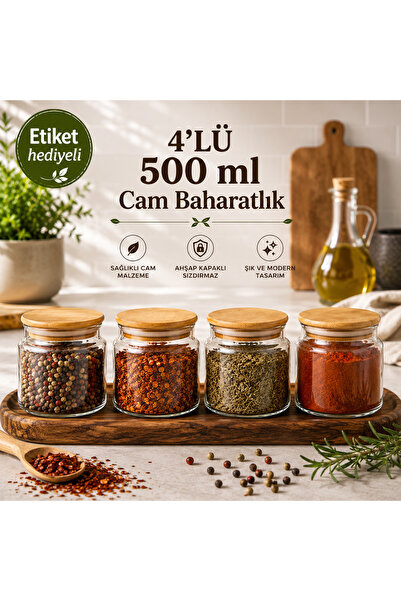Glass&Grace 5'Li 500 ML Cam Erzak Kavanozu – Şık ve Modern Tasarım, Dayanıklı...