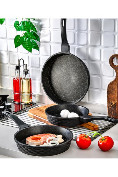 Hediye Köşkü Premium Kalite Lüks 3lü Döküm Tava Seti