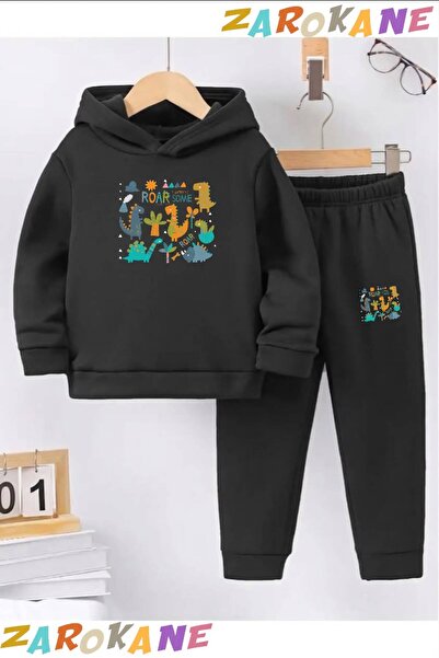 ZAROKANE Dinosaurs Printed Winter Children's Hooded Cotton Insulated Tracksui...