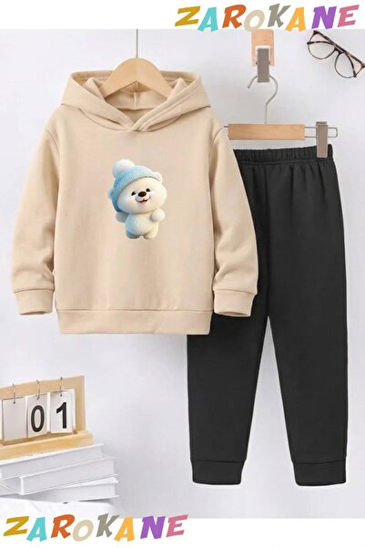 ZAROKANE Pofuduk Bear Printed Winter Children's Hooded Cotton Insulated Track...