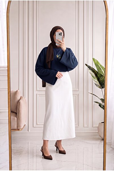 MİHRA STORE Nevay Floral Printed Front Tunic-Mf1914 Navy Blue