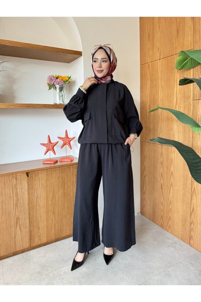 Modam Bella طقم مكون من قطعتين من قماش المودال مع تفاصيل سحابية