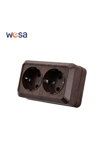 Choice EU 2 Socket With Ground Wooden Paint Wall Surface 2 Socket Plug EU Ext...