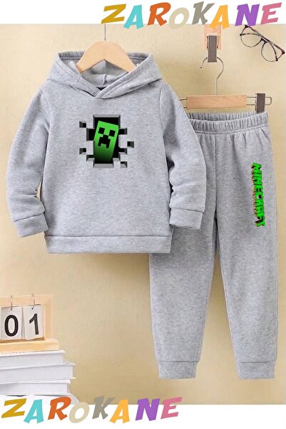 ZAROKANE Green Shape Printed Winter Children's Hooded Top and Bottom Cotton T...