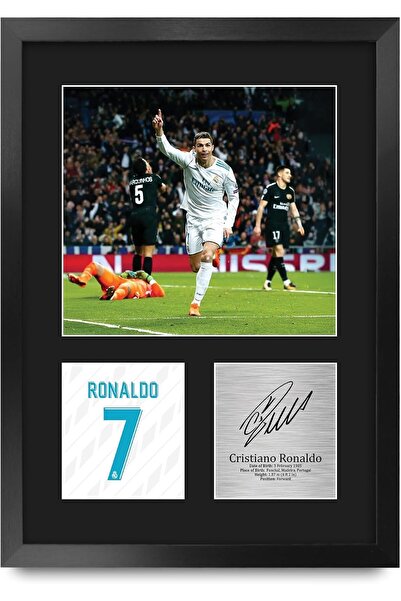 ALAYRA International Cristiano Ronaldo Real Madrid A3 Wall Art Print, Autogra...