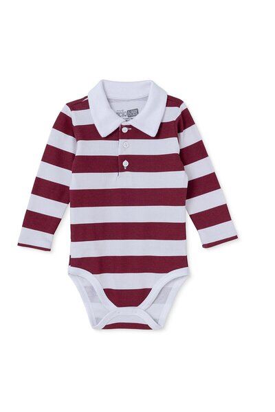ebebek Hello Baby HelloBaby Erkek Bebek Body Çizgili Çıtçıtlı Polo Yaka Long ...