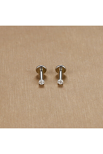 Choice6 E1348-Silver-2mm 2PC Labret Tragus Stud Earrings 16G Surgical Stainle...