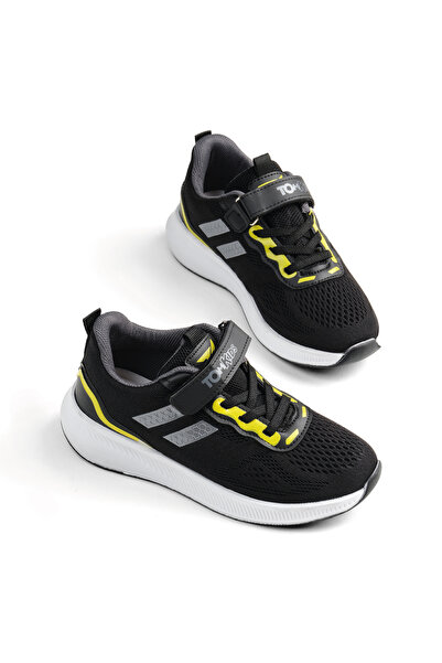 Tonny Black Children's Unisex Black Yellow Comfortable Fit Breathable Velcro ...