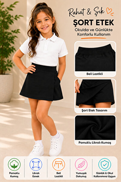 monny Lycra Combed Cotton Girls' Shorts Skirt with Elastic Waist