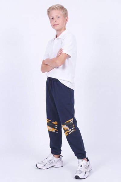 panios kids 3-Pack Boys' 3 Thread Camouflage Knee Detailed Double Pocket Lace-Up Sweatpants