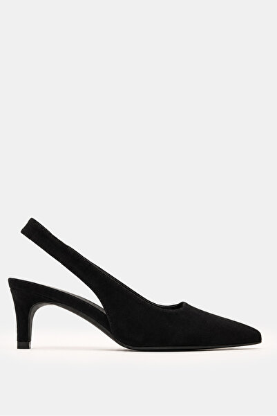 Luigi Μυτερές Γόβες Slingback με Λάστιχο - Μαύρες - 40