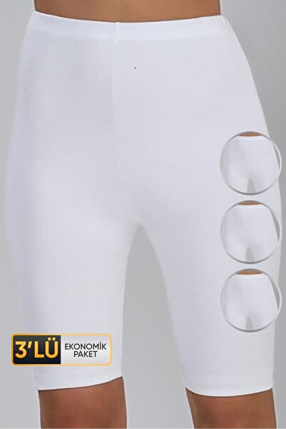 Çift Kaplan Women's Interlock Long White Panties 440 Economical Pack of 3