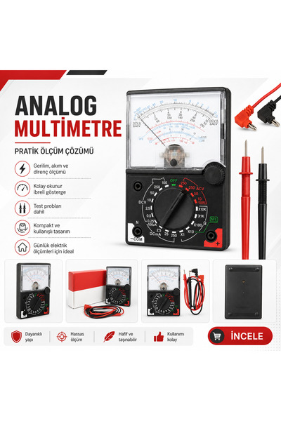 Derwell Analog Multimetre Ölçü Aleti Hassas Aynalı Skala Analog Ölçü Aleti Si...